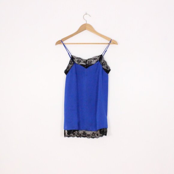 *Suzy Shier Blue Lace-Trimmed Silky Negligee - Picture 2 of 6